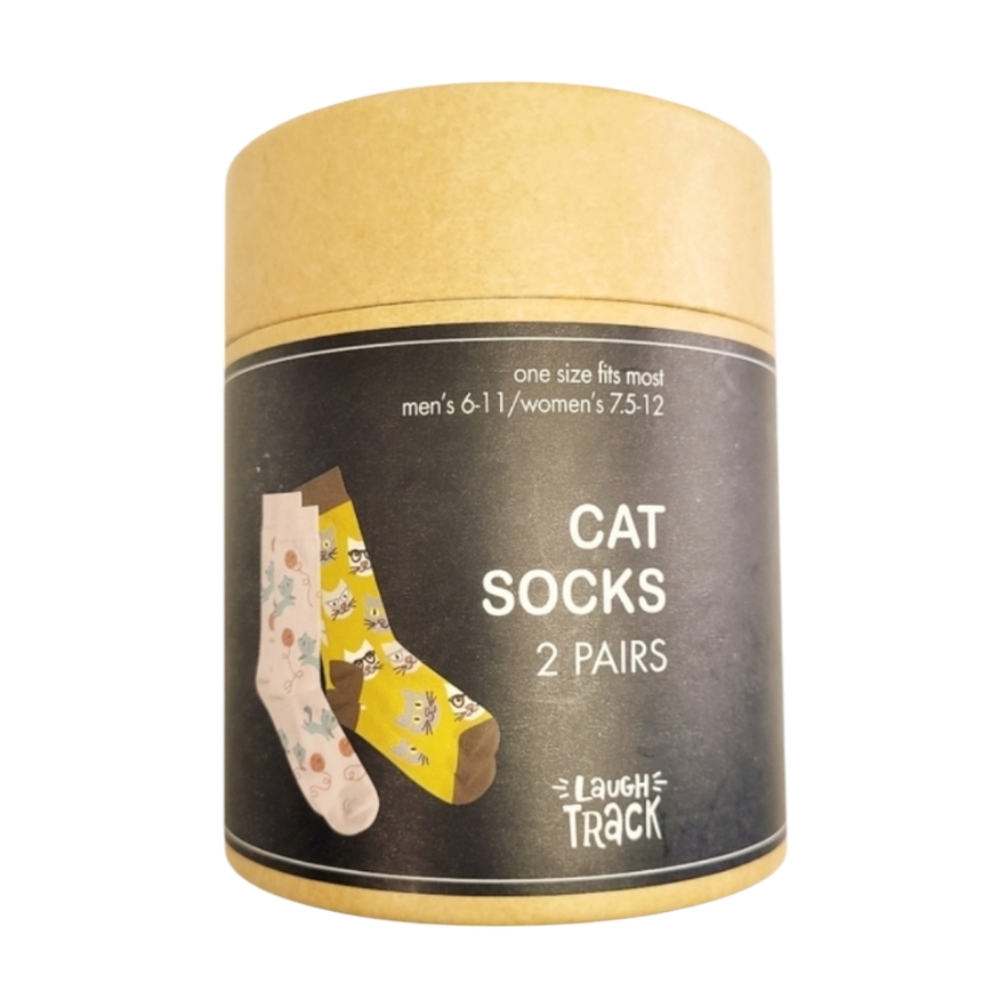 Laugh Track 2 Pair Whimsical Cat Socks Women's 7.5-12 Men's 6-11 NWT